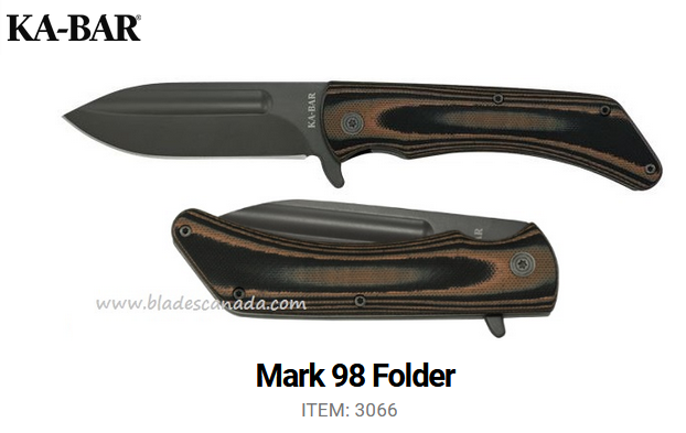Ka-Bar Mark 98 Folding Knife, G10 Multi Colour, Ka3066